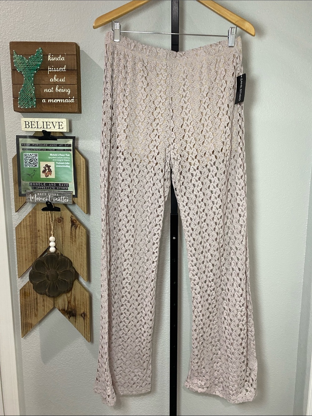 Blush Crochet Flare Pants , Cotton w13-21 r13 inseam32